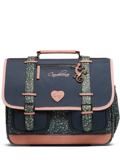 Boekentas 3 Compartimenten Cameleon Blauw vintage fantasy PBVGCA41 ander zicht 7